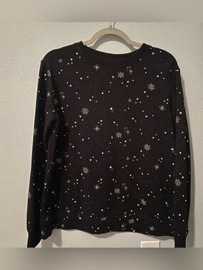 Black Star Print Crewneck Sweatshirt Sleepwear